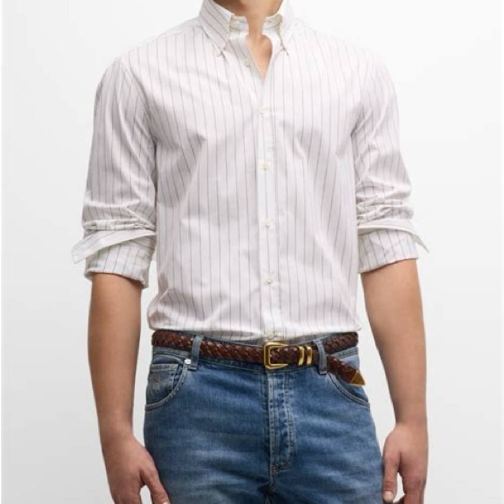 Zara men’s pinstripe button down shirt size M made in Vietnam
